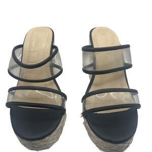 Nature Breeze Black Clear Wedge Sandals size 8.5